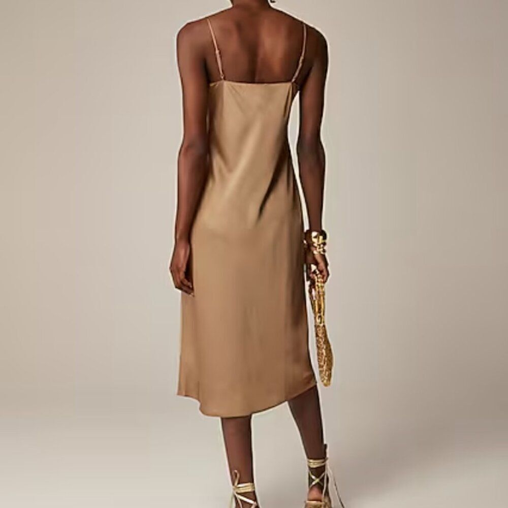 J. Crew Gwyneth slip dress in luster charmeuse camel NWT - Picture 3 of 10